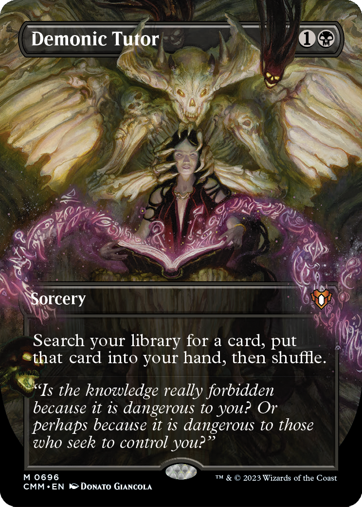 Commander Masters - (CMM-696) - Demonic Tutor (Borderless) Foil