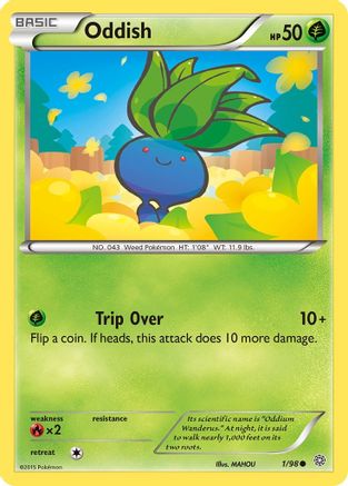 XY Ancient Origins 001/98 Oddish - Reverse Holofoil - Common
