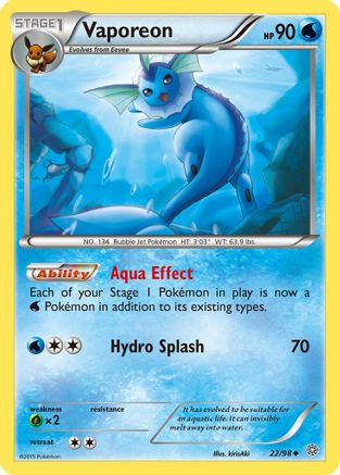 XY Ancient Origins 022/98 Vaporeon - Reverse Holofoil - Uncommon