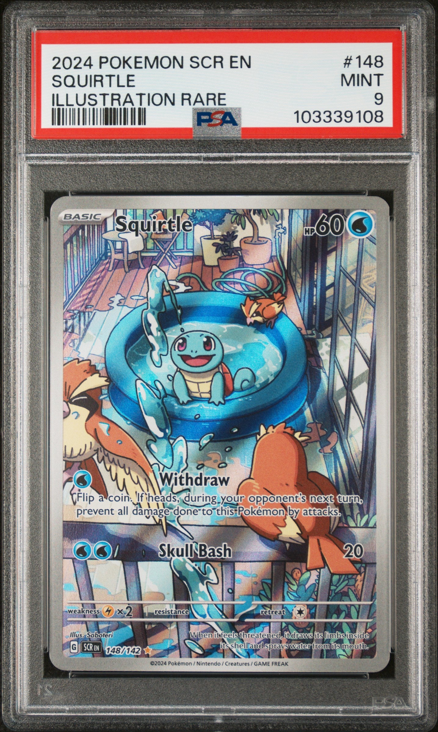 SV07 Stellar Crown 148/142 PSA9 #103339108 Squirtle - Holofoil - Illustration Rare