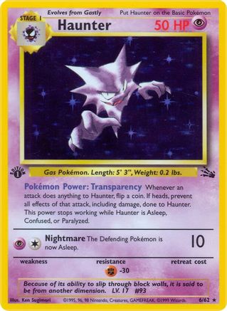 Fossil 006/62 Haunter (6) - Unlimited Holofoil - Holo Rare