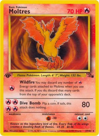 Fossil 027/62 Moltres (27) - Unlimited - Rare