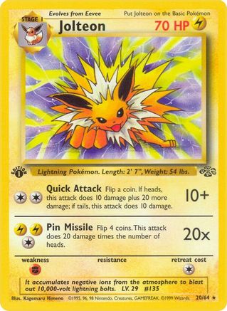 Jungle 020/64 Jolteon (20) - 1st Edition - Rare