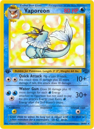 Jungle 028/64 Vaporeon (28) - 1st Edition - Rare