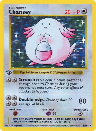 Base Set Shadowless 003/102 Chansey - Unlimited Holofoil - Holo Rare