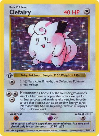 Base Set Shadowless 005 Clefairy - Unlimited Holofoil - Holo Rare