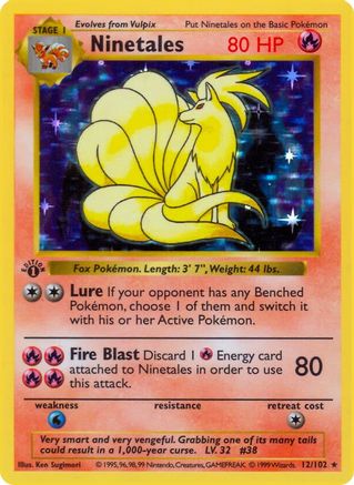 Base Set Shadowless 012/102 Ninetales - Unlimited Holofoil - Holo Rare