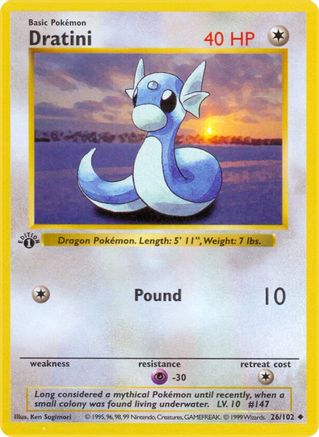 Base Set Shadowless 026/102 Dratini - 1st Edition - Uncommon