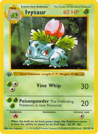 Base Set Shadowless 030/102 Ivysaur - 1st Edition - Uncommon
