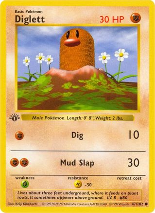 Base Set Shadowless 047/102 Diglett - 1st Edition - Common