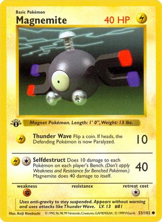 Base Set Shadowless 053/102 Magnemite - Unlimited - Common