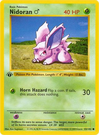 Base Set Shadowless 055/102 Nidoran M - Unlimited - Common