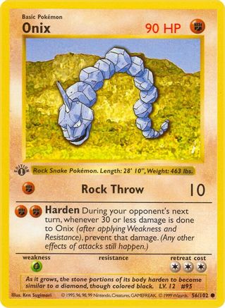 Base Set Shadowless 056/102 Onix - 1st Edition - Common