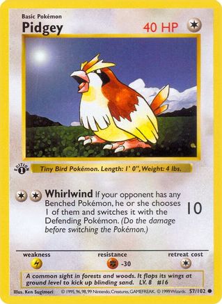 Base Set Shadowless 057/102 Pidgey - Unlimited - Common