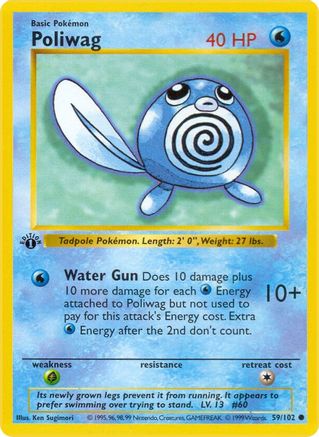 Base Set Shadowless 059/102 Poliwag - Unlimited - Common