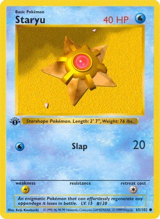 Base Set Shadowless 065/102 Staryu - 1st Edition - Common