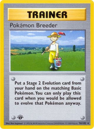 Base Set Shadowless 076/102 Pokemon Breeder - Unlimited - Rare