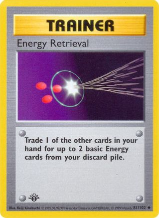 Base Set Shadowless 081/102 Energy Retrieval - Unlimited - Uncommon
