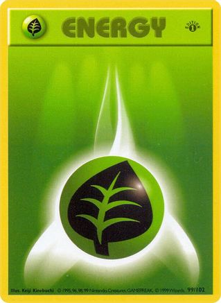 Base Set Shadowless 099/102 Grass Energy - Unlimited - Common