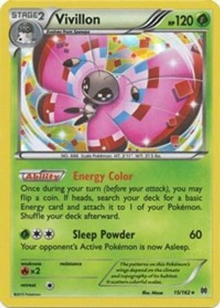 XY BREAKthrough 015/162 Vivillon - Reverse Holofoil - Holo Rare