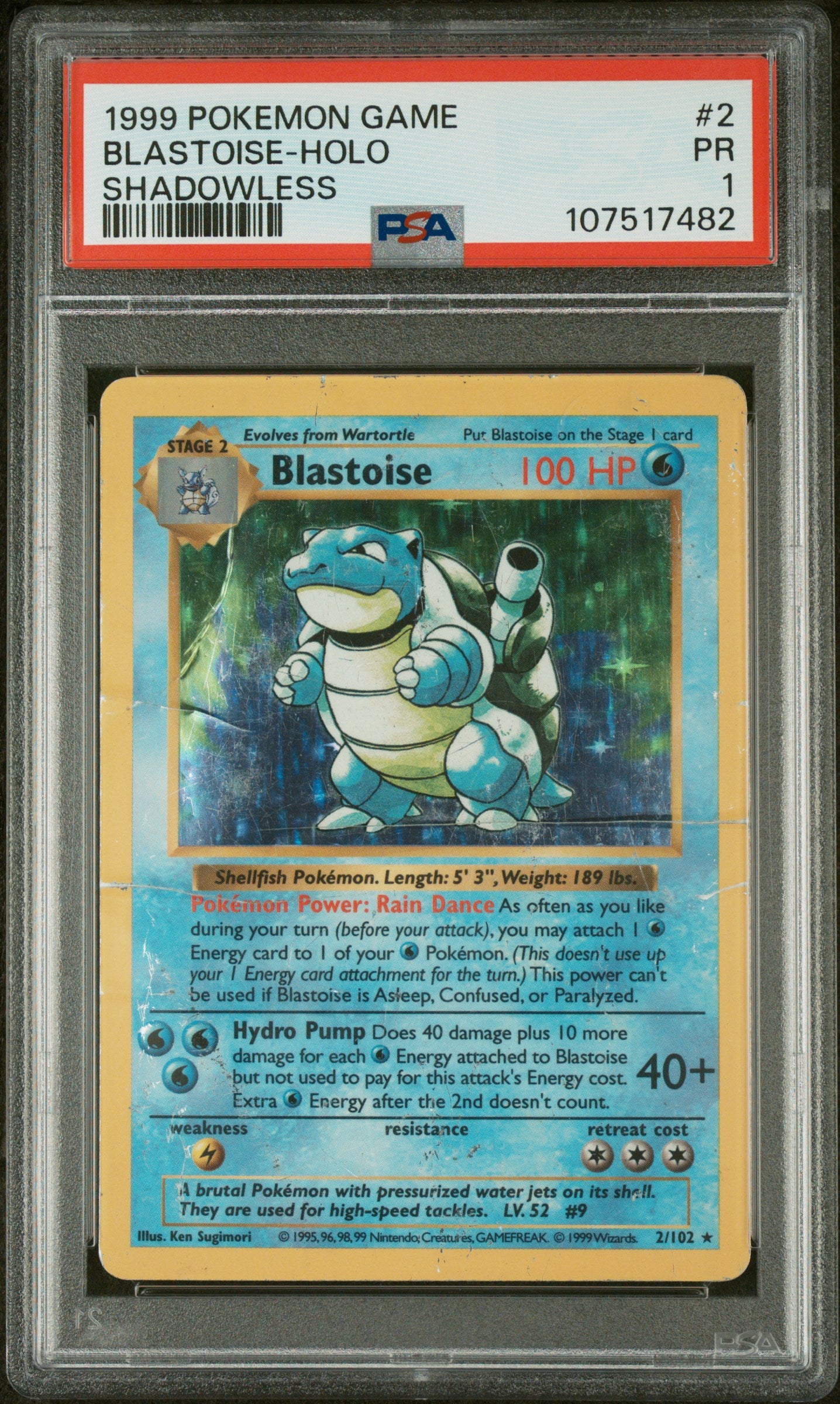 Base Set Shadowless 002 PSA1 #107517482 Blastoise - Unlimited Holofoil - Holo Rare