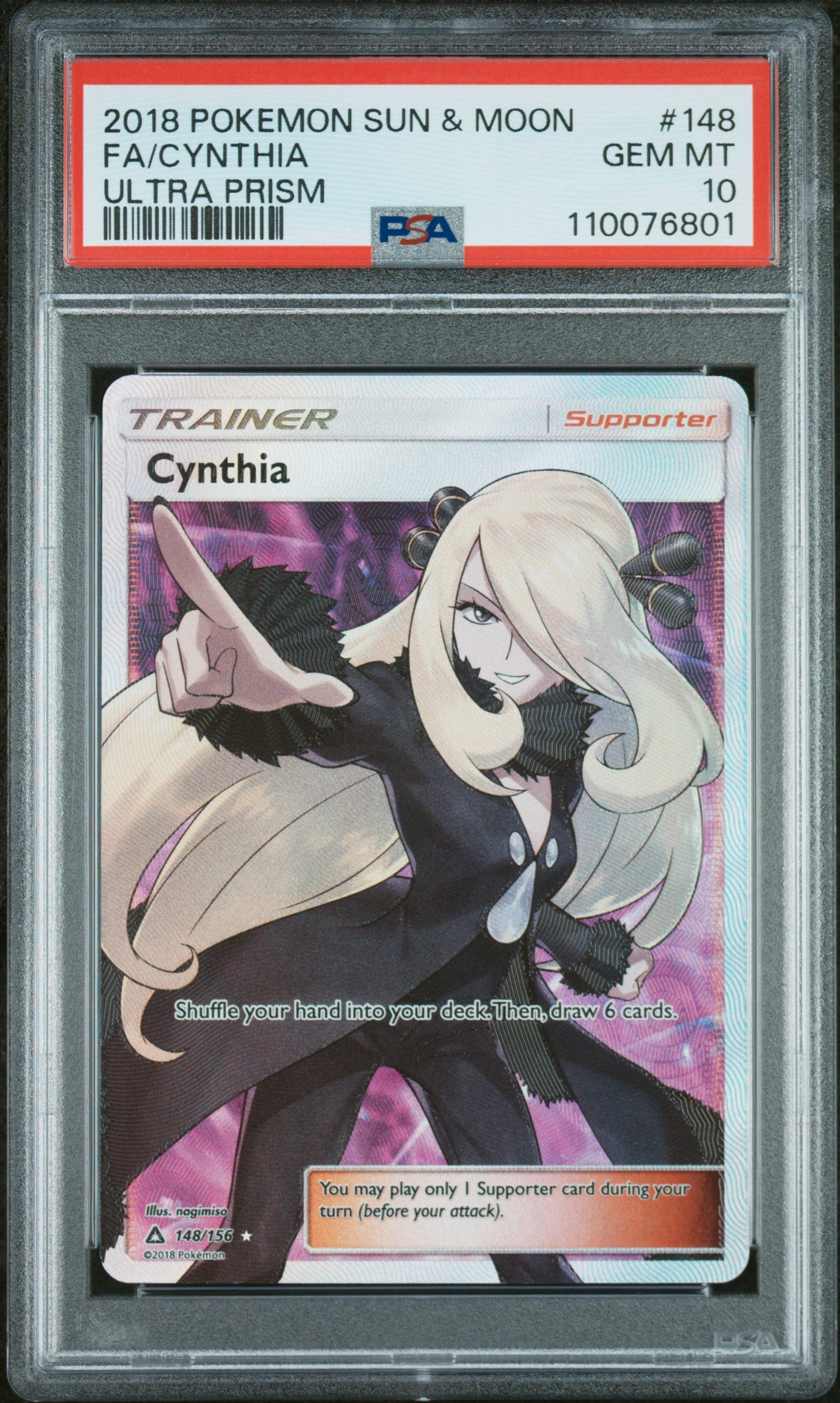 SM Ultra Prism 148 PSA10 #110076801 Cynthia (Full Art) - Holofoil - Ultra Rare