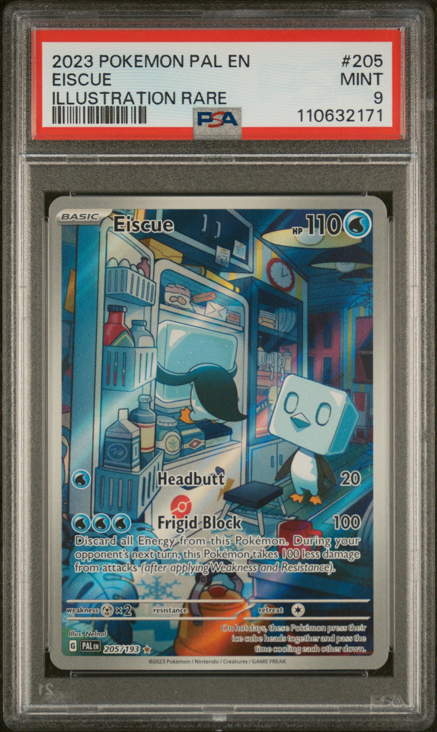 SV02 Paldea Evolved 205/193 PSA9 #110632171 Eiscue - Holofoil - Illustration Rare