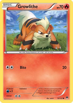 XY BREAKpoint 010/122 Growlithe - Reverse Holofoil - Common