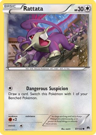 XY BREAKpoint 087/122 Rattata - Reverse Holofoil - Common