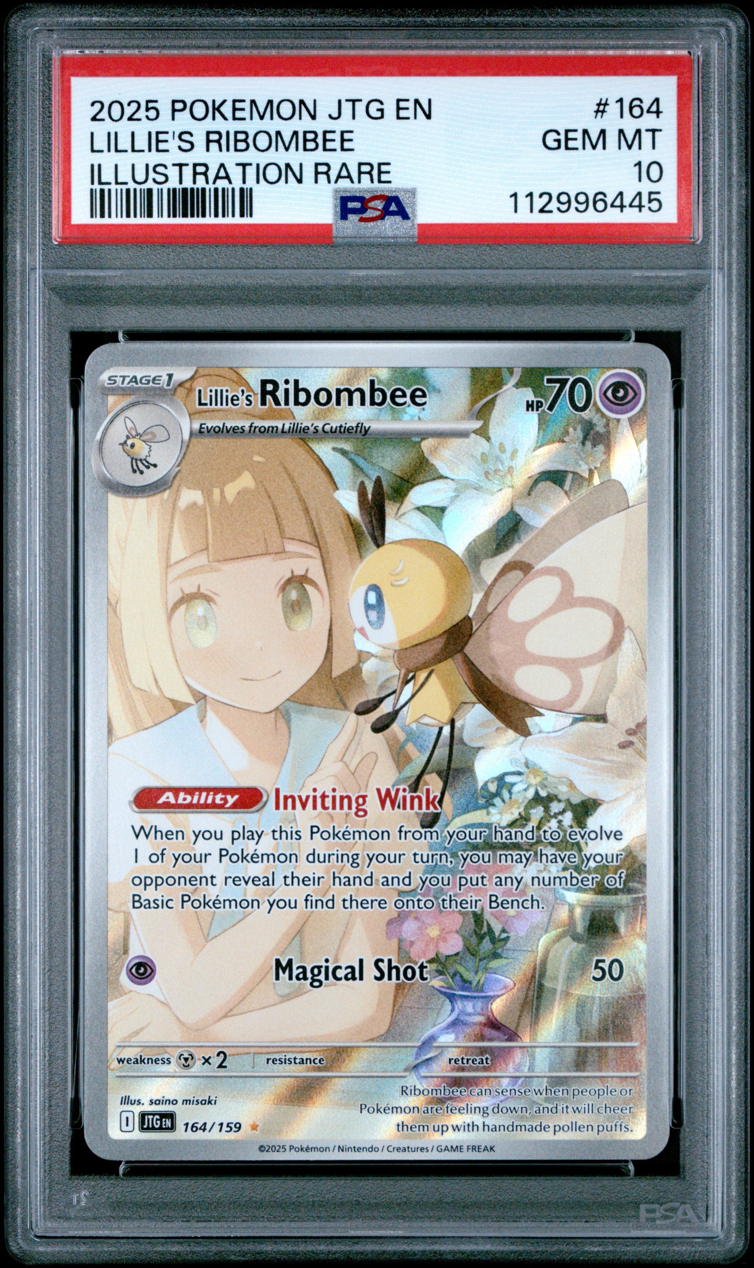 SV09 Journey Together 164/159 PSA10 #112996445 Lillie's Ribombee - Holofoil - Illustration Rare
