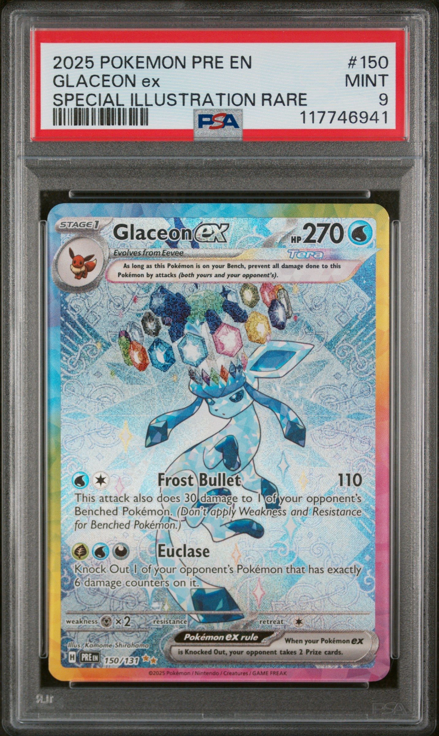 SV Prismatic Evolutions 150/131 PSA9 #117746941 Glaceon ex - Holofoil - Special Illustration Rare