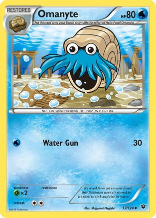 XY Fates Collide 017/124 Omanyte - Reverse Holofoil - Uncommon