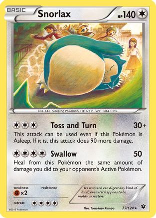 XY Fates Collide 077/124 Snorlax - Reverse Holofoil - Rare