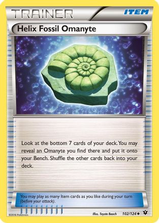 XY Fates Collide 102/124 Helix Fossil Omanyte - Reverse Holofoil - Uncommon
