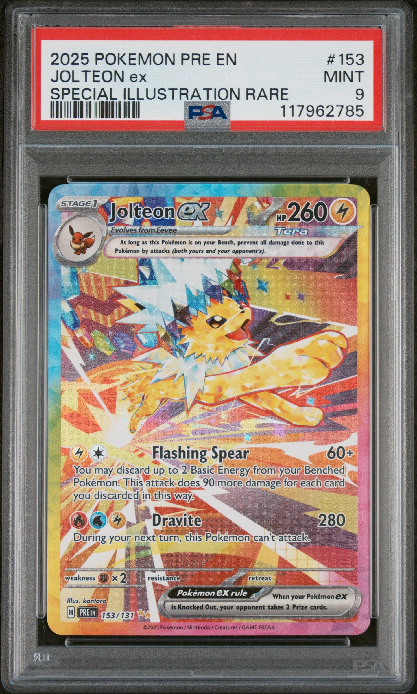SV Prismatic Evolutions 153/131 PSA9 #117962785 Jolteon ex - Holofoil - Special Illustration Rare