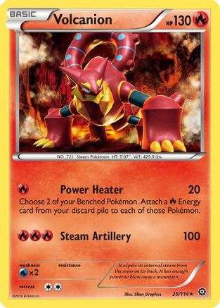 XY Steam Siege 025/114 Volcanion - Reverse Holofoil - Rare