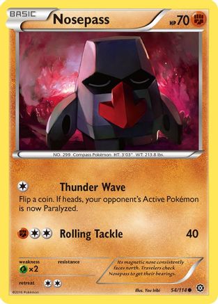 XY Steam Siege 054/114 Nosepass - Reverse Holofoil - Common