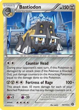 XY Steam Siege 070/114 Bastiodon - Reverse Holofoil - Rare