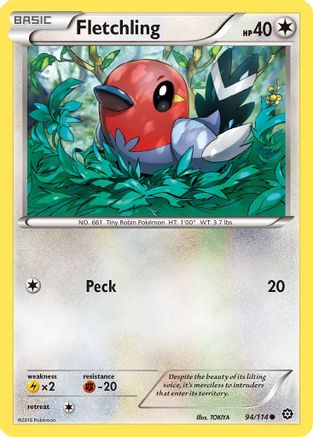 XY Steam Siege 094/114 Fletchling - Reverse Holofoil - Common