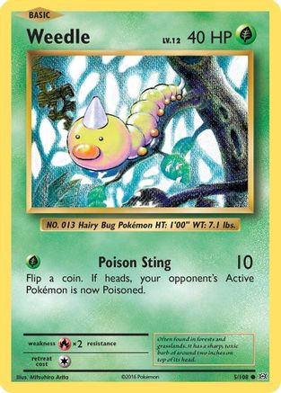 XY Evolutions 005/108 Weedle - Reverse Holofoil - Common