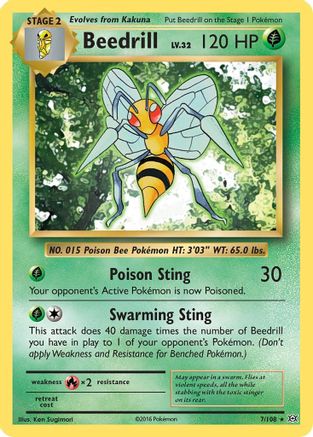 XY Evolutions 007/108 Beedrill - Reverse Holofoil - Rare