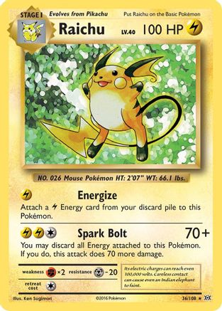 XY Evolutions 036/108 Raichu - Reverse Holofoil - Holo Rare