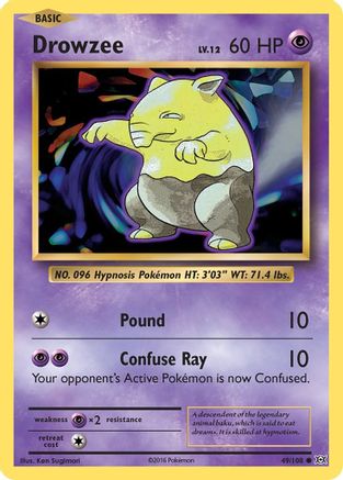 XY Evolutions 049/108 Drowzee - Reverse Holofoil - Common