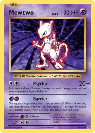 XY Evolutions 051/108 Mewtwo - Reverse Holofoil - Rare