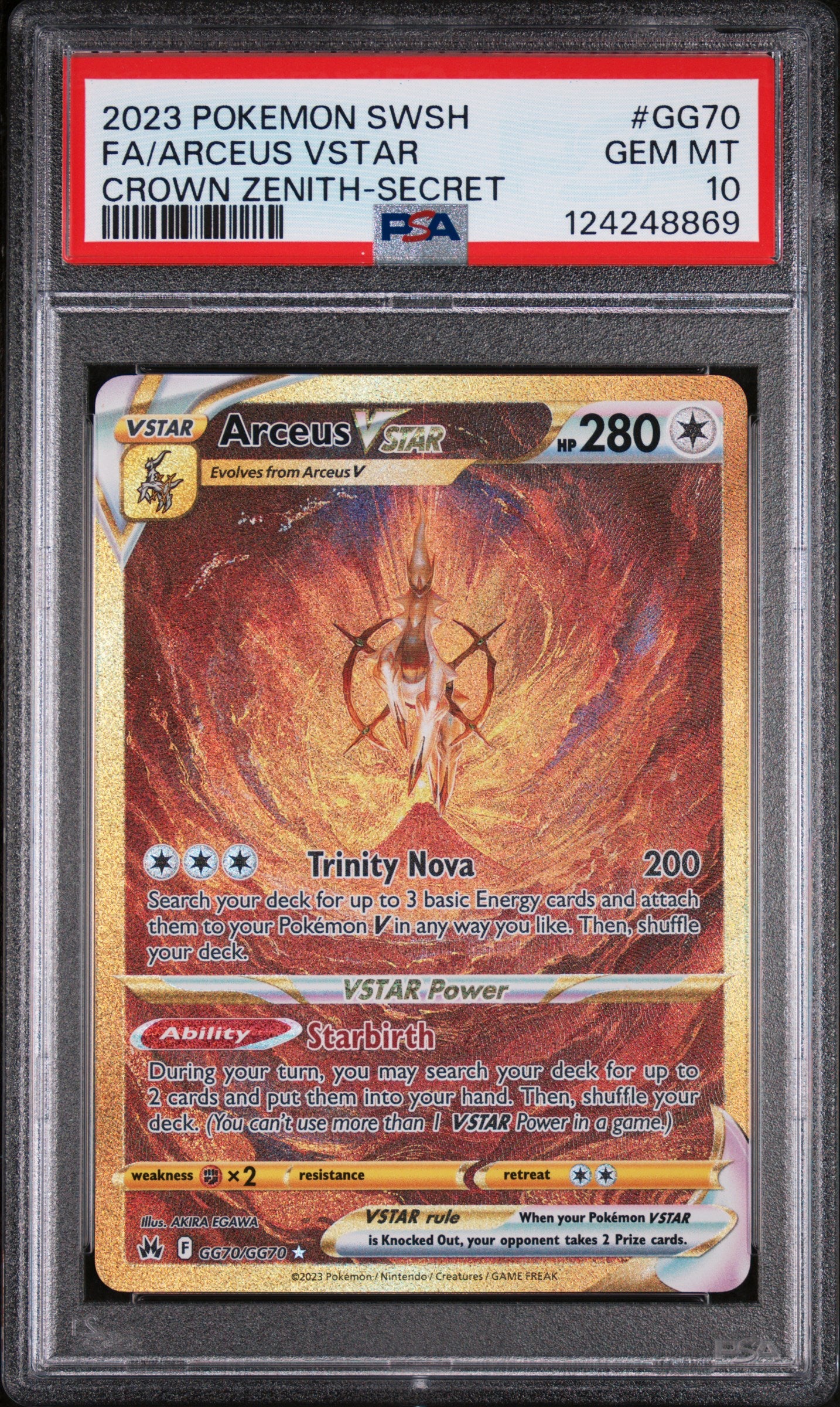 Crown Zenith Galarian Gallery GG70/GG70 PSA10 #124248869 Arceus VSTAR (Secret) - Holofoil - Secret Rare