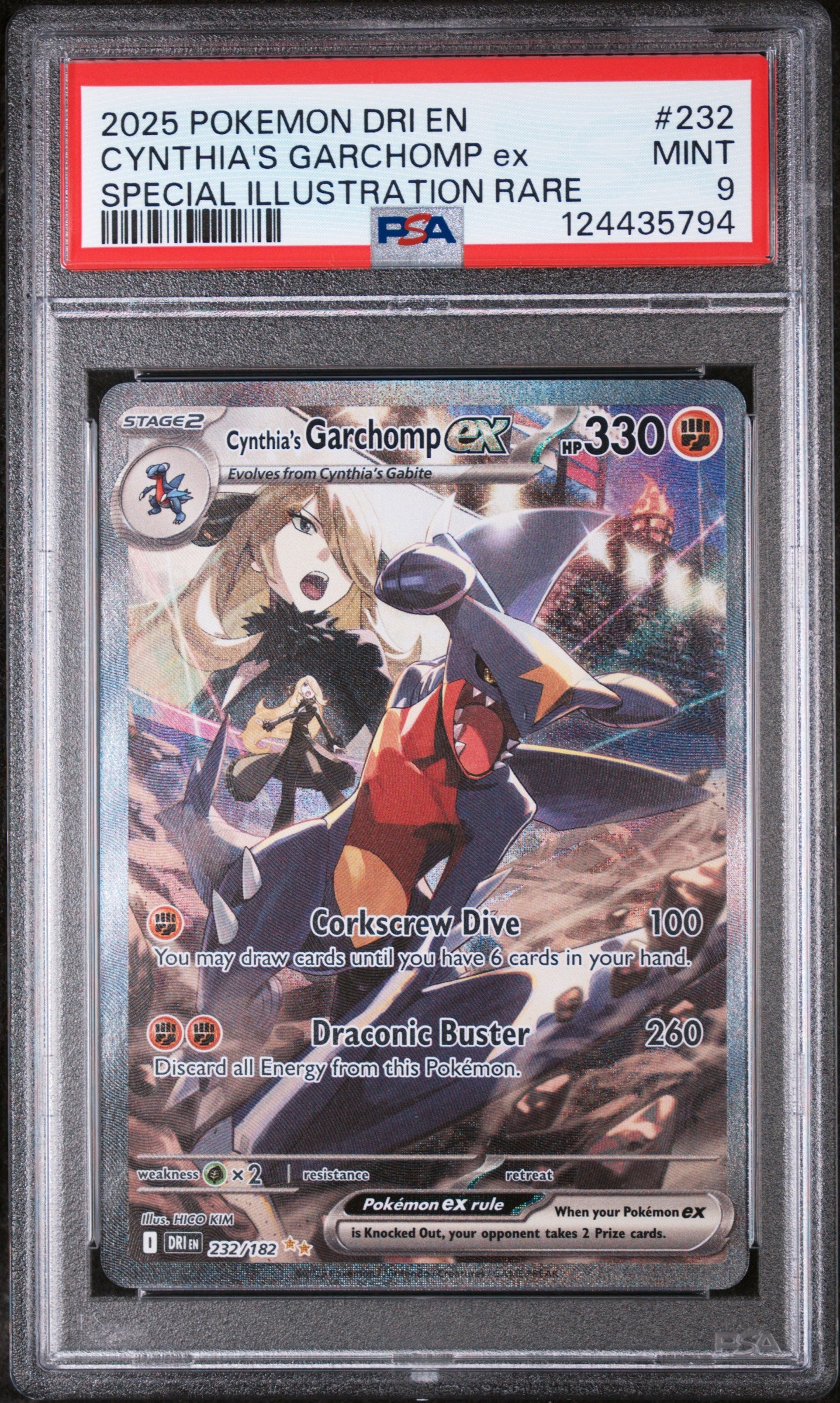 SV10 Destined Rivals 232/182 PSA9 #124435794 Cynthia's Garchomp ex - Holofoil - Special Illustration Rare