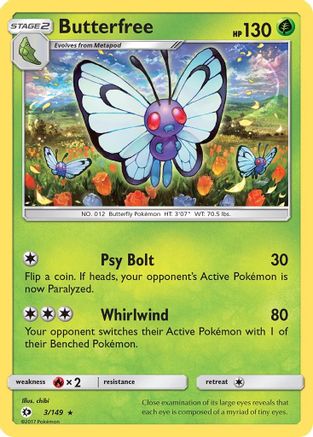 SM Base Set 003/149 Butterfree - Reverse Holofoil - Rare