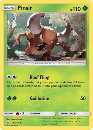 SM Base Set 006/149 Pinsir - Reverse Holofoil - Uncommon