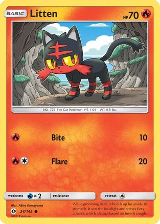SM Base Set 024/149 Litten - Reverse Holofoil - Common