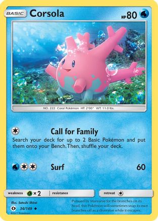 SM Base Set 036/149 Corsola - Reverse Holofoil - Uncommon